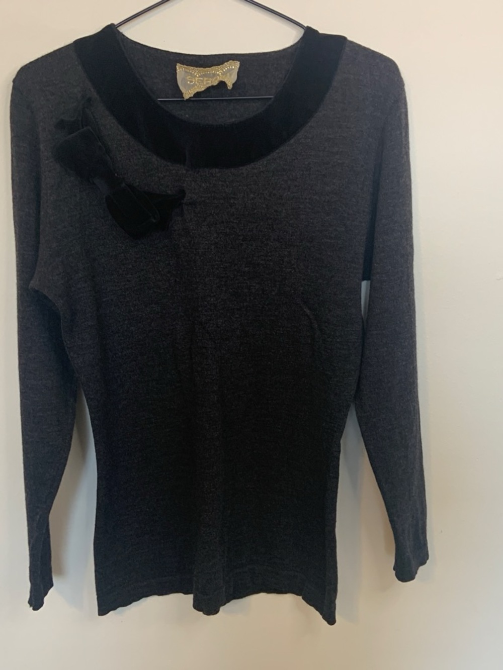 Sergio Black Knit Sweater with Gold Trim Label